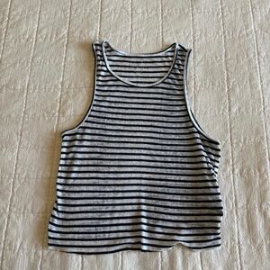 Urban Outfitters Black & White Striped Ribbed Crop Tank